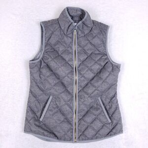 Old Navy Quilted Puffer Vest S Grey Diamond Pattern Full Zip Mock Neck Outerwear